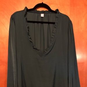 Green Old Navy Ruffled Neck Blouse